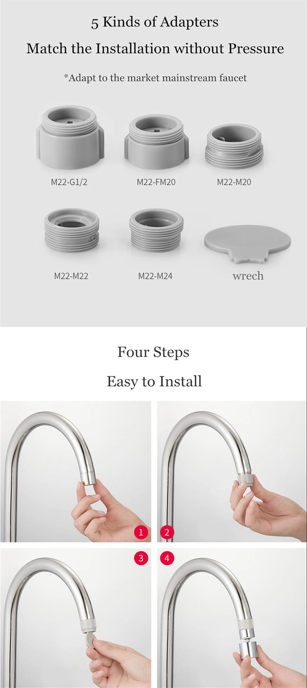 Xiaomi Diiib аэратор для кухонного крана, насадка для водопроводного крана, фильтр для экономии воды, 360 градусов, двойная функция, 2 потока, защита от брызг