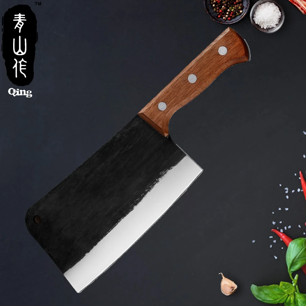 

Qing 4CR13 Stainless Steel 7 Inch Forged Knife Handmade Kitchen Chinese Chef Meat Slicing Cleaver Vegetables Chopping Knives