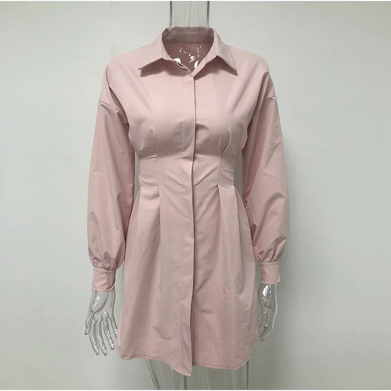 

Summer women Long Sleeve shirt dress ladies Clothing women corset shirt girl Vintage Casual Sexy Pink Fashion Party Skirt