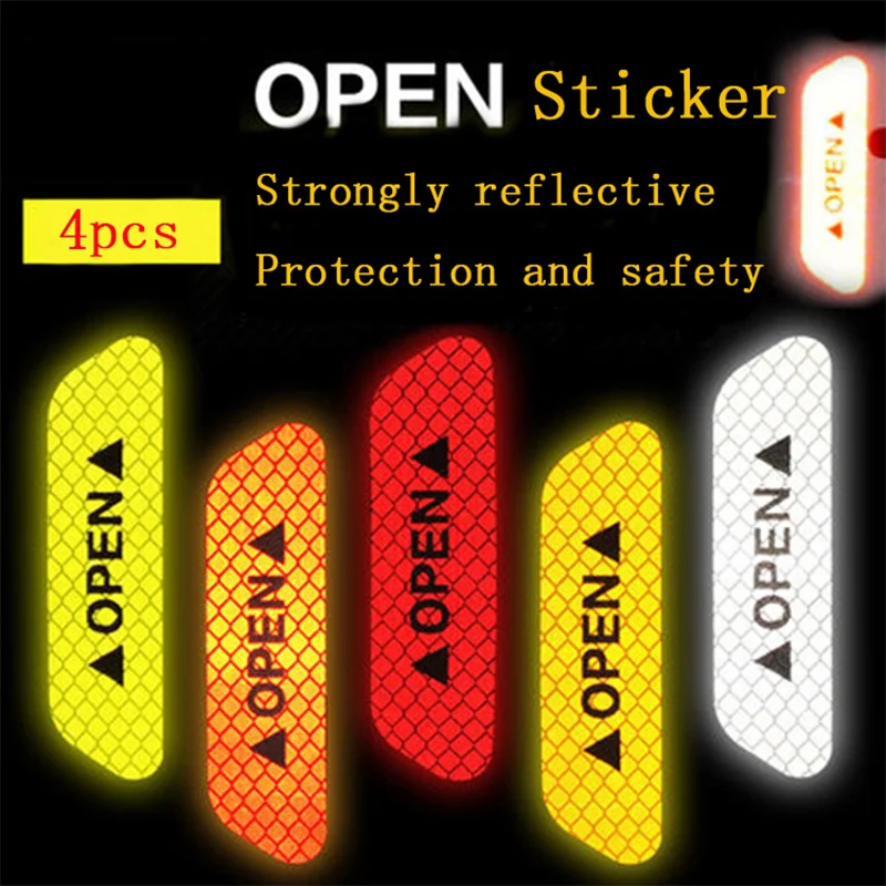 2020 4pcs Car door safety anti-collision warning reflective stickers OPEN long-distance decorative | Автомобили и мотоциклы