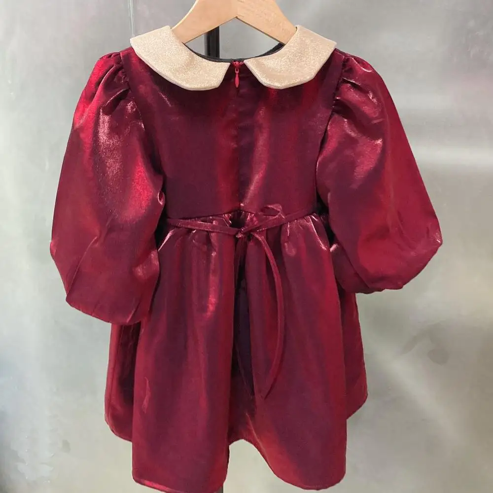 

New Princess Cute Warm velvet Baby Girl Dress peter pan collar autumn winter thick birthday party ball gown dress