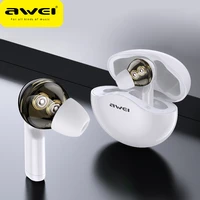 awei tws t12 dual dynamic driver earbuds bluetooth compatible 5 1 tws earphone deep bass with mic for phones headphone