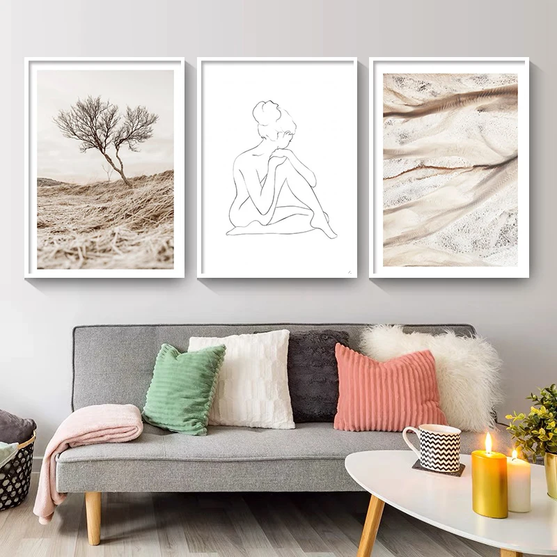 Современный Природа Бежевый постер Пейзаж Холст принты Always Kiss Me Goodnight настенная