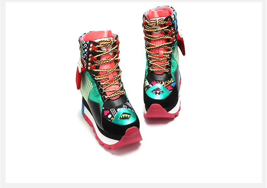 Genuine Leather Sneakers Women Trendy Increasing Dad Shoes Woman Fashion Thick Sole Ladies Platform Shoe Laces Zapatillas Mujer
