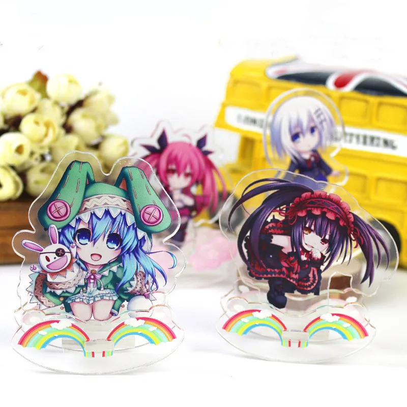 

Anime Date a Live Key Chain Acrylic Figure Model Keychains Fashion Desk Decorated Shake Spring Keyring Gift For Woman Man