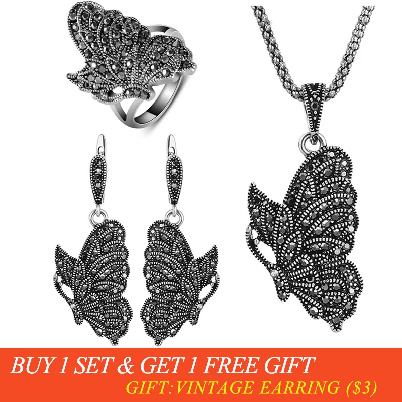 Женское Винтажное колье и серьги в стиле ретро|necklace and earrings|parure bijouxanimal jewelry set |
