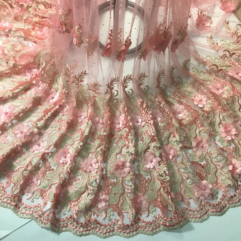 Высококачественная нигерийская кружевная ткань 2021 с бусинами африканская