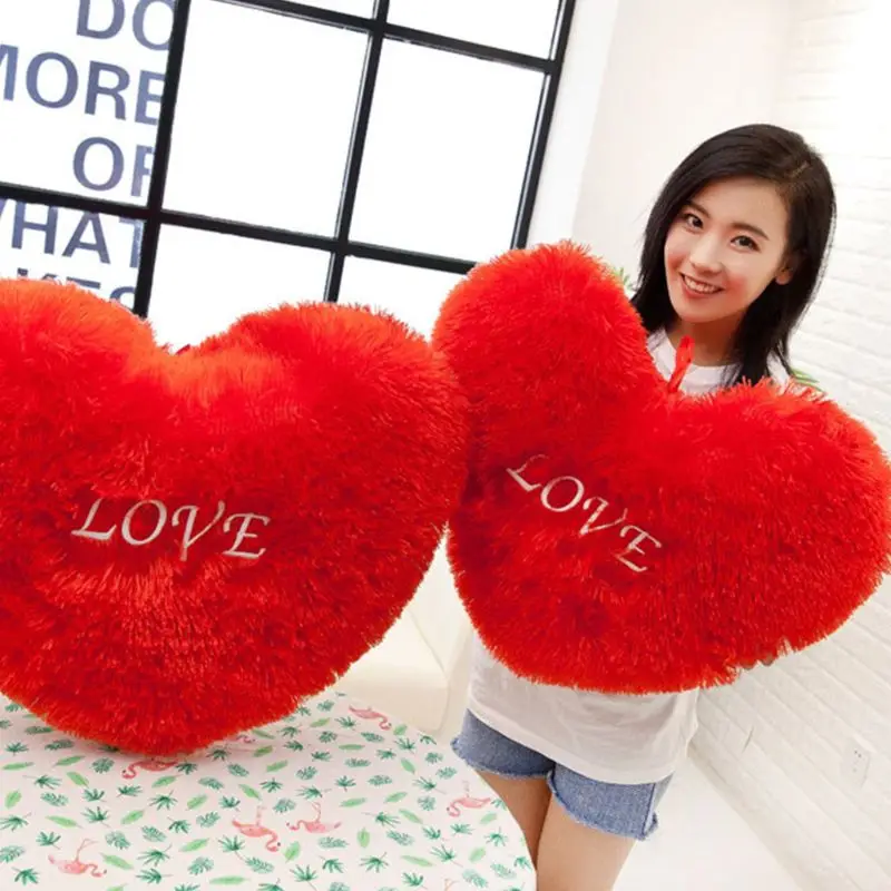 Новинка 2020 красная подушка в форме сердца вышитая буквами длинная пушистая