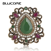 blucome multifunction brooch brooches accessories rhinestone drop water antique gold color turkish jewelry women party corsage