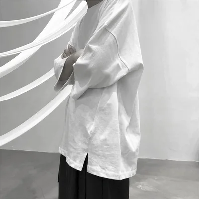 Летняя свободная Дизайнерская футболка с коротким рукавом однотонная белая для