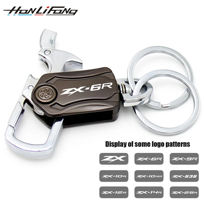 

For Kawasaki Motorcycle Keychain ZX6R ZX9R ZX10R ZX10RR ZX636 ZX12R Lettering ZX Emblems Multi-Function Keyring Moto Keychain