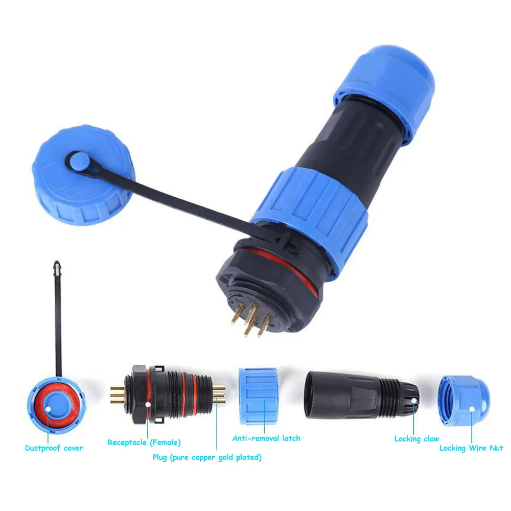 Водонепроницаемый авиационный разъем задняя гайка тип панели проводной SP16