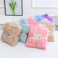 multicolor towel kit household bathroom microfiber solid quickly dry hair face towel absorbent coral velvet bath towel suit set
