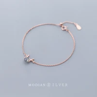 modian pure 925 sterling silver moonstone elk bracelet for women fashion adjustable chain animal antlers bracelet fine jewelry