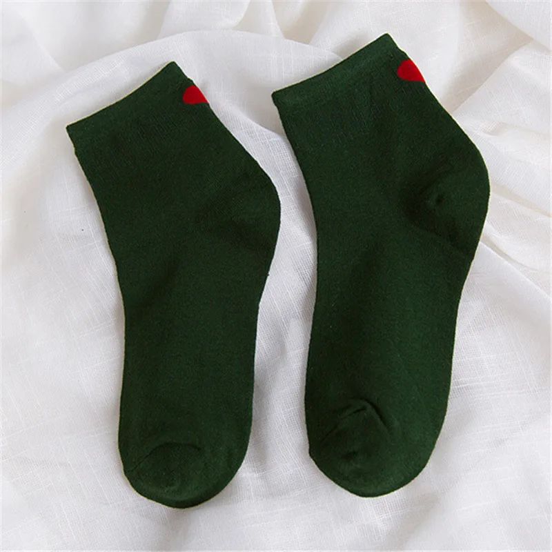 ArmyGreen Heel Tube Новые модные женские носки-трубы средней высоты на каблуке в стиле Харадзюку; милые женские повседневные носки с принтом в виде красного сердца; Meias; обувь для колледжа - Цвет: ArmyGreen Heel Tube
