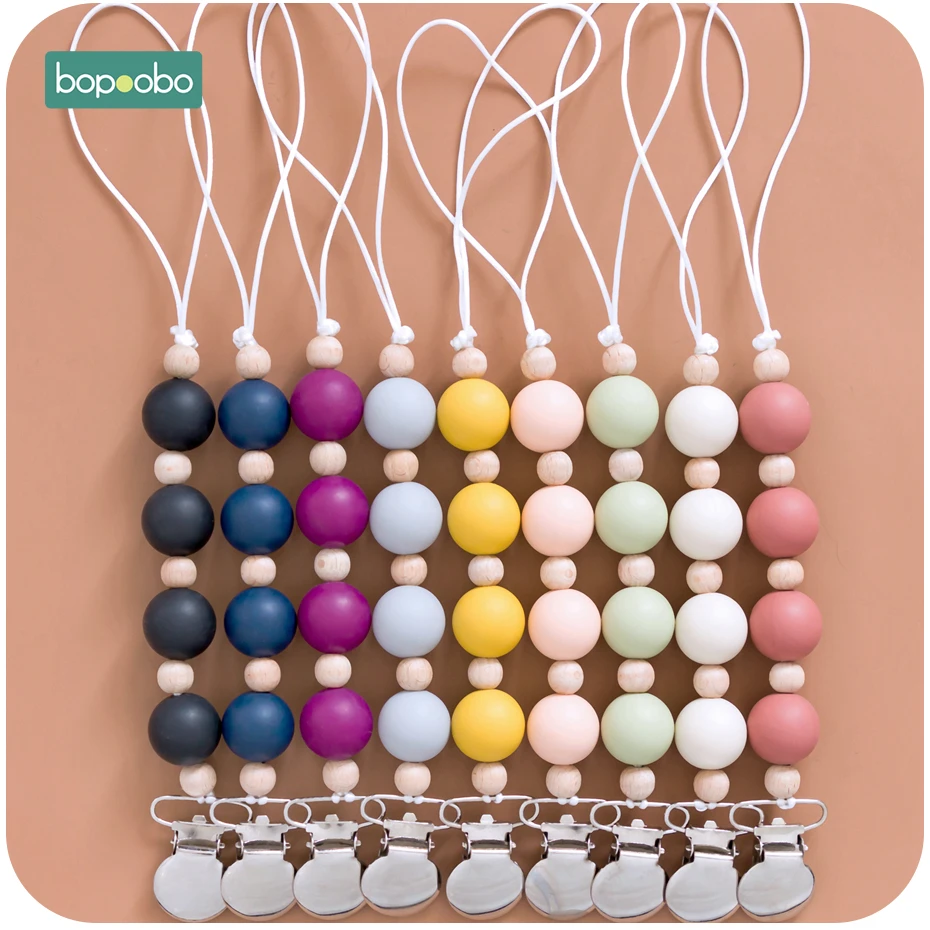 

Bopoobo зажим для соски силиконовые бусины держатель для прорезывателя для соски грызуны игрушки для кормящих крошечных стержней деревянные П...