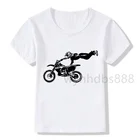 Мотоциклетная футболка для мальчиков и девочек, крутая футболка с мультяшным принтом для мотокросса, летняя одежда для подростков
