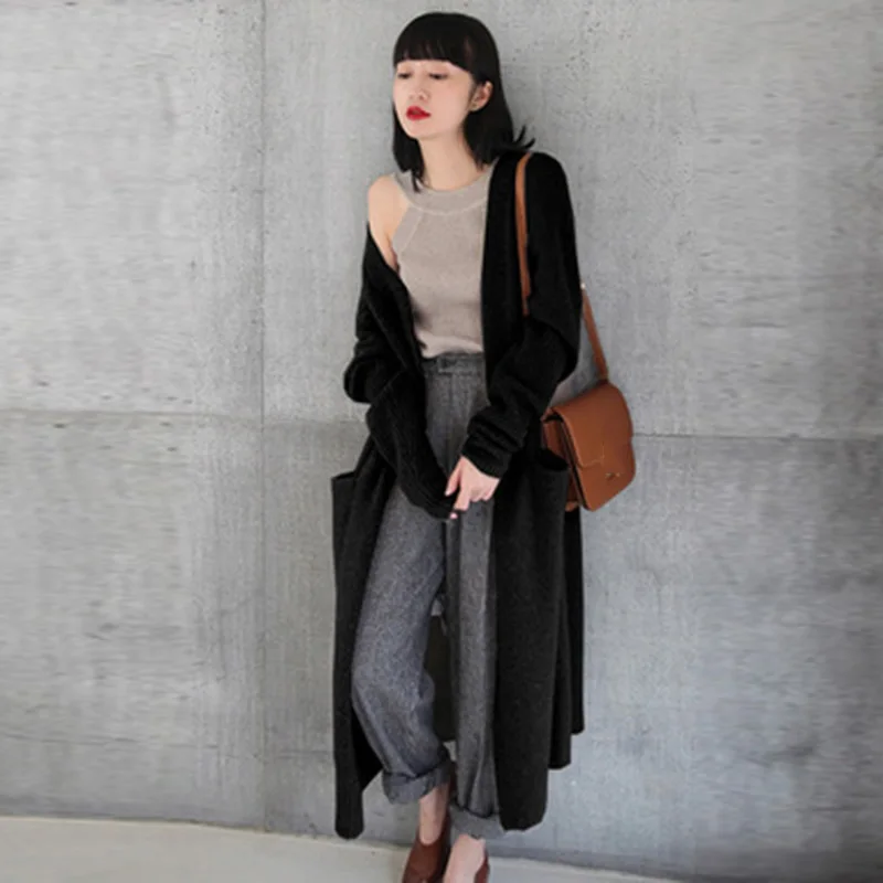 XITAO длинный Повседневный вязаный кардиган с карманами для женщин 2019 осень новая