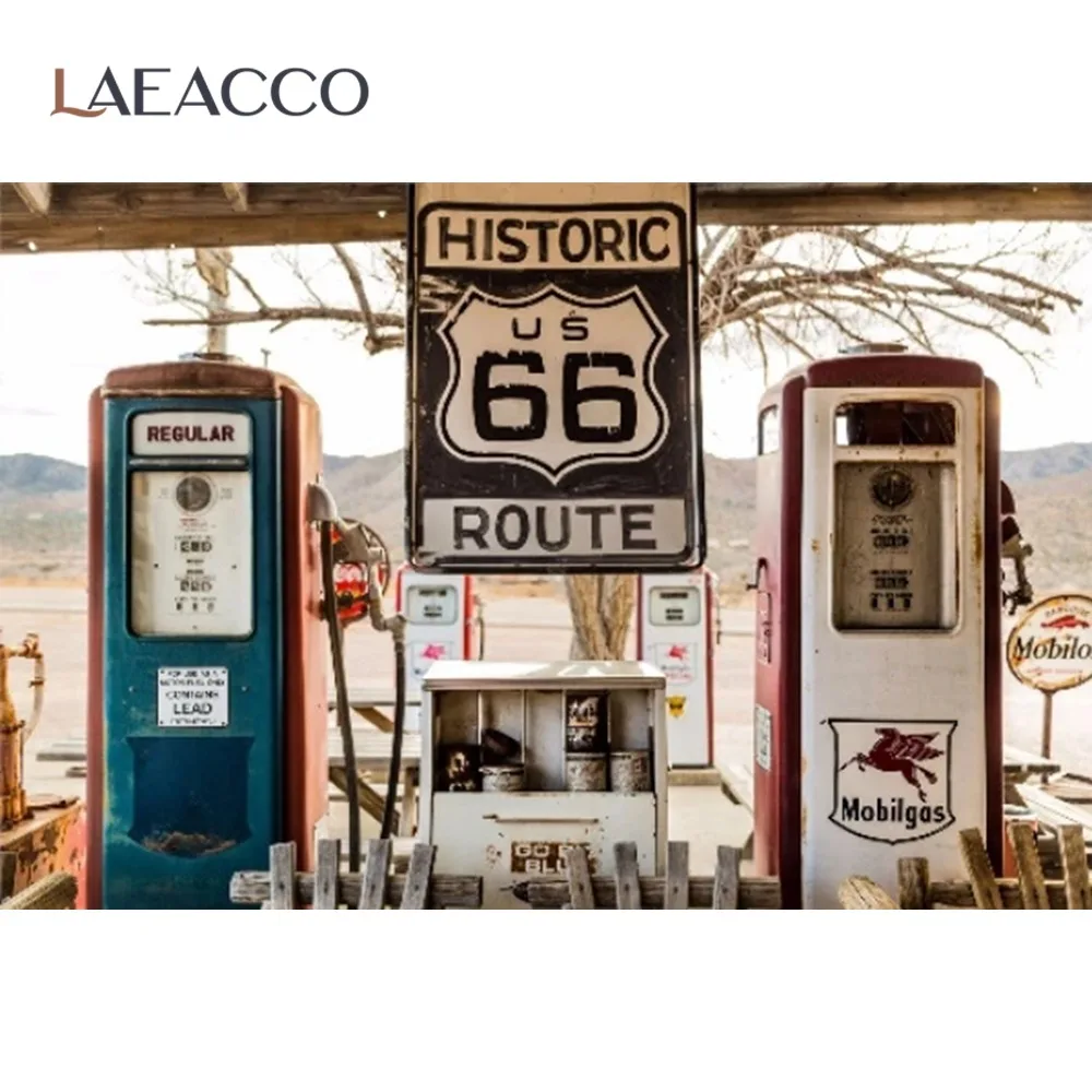 Фон для фотографий Laeacco с изображением старой исторической автостанции 66 США