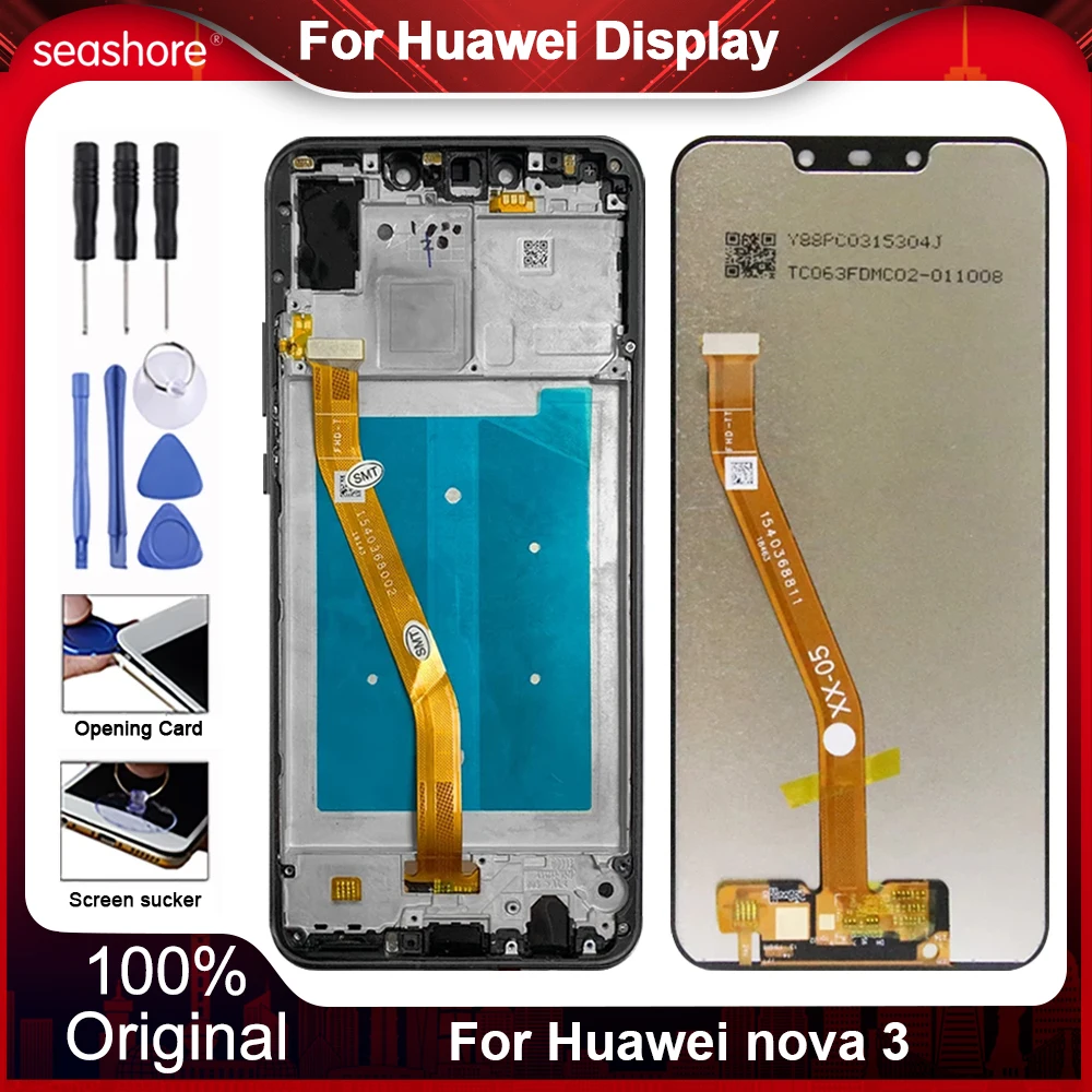 Pantalla t&aacute;ctil Original para Huawei Nova 3, piezas de repuesto de digitalizador LCD, PAR-AL00, PAR-LX1M-0