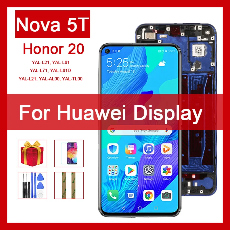 Оригинальный ЖК дисплей для Huawei Nova 5T Horon 20 2019 YAL L21 L61 L71 L60D AL00 TL00 6 26 &quotс сенсорным