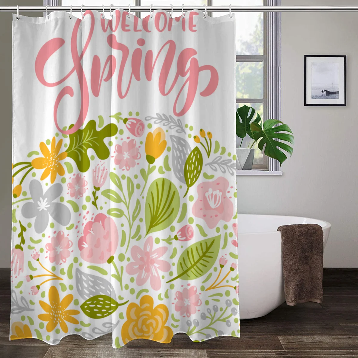 

rural pastoral flower scenery shower curtains bathroom shower curtain 3D fabric bath curtain with hooks waterproof bath screen