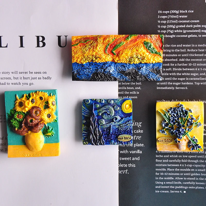 Креативная масляная живопись стикер на холодильник Подсолнух Ван Гога звездное