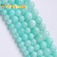 natural blue amazonite jades beads angelite stone for jewelry making round loose beads diy charm bracelet 6 8 10mm 15 wholesale