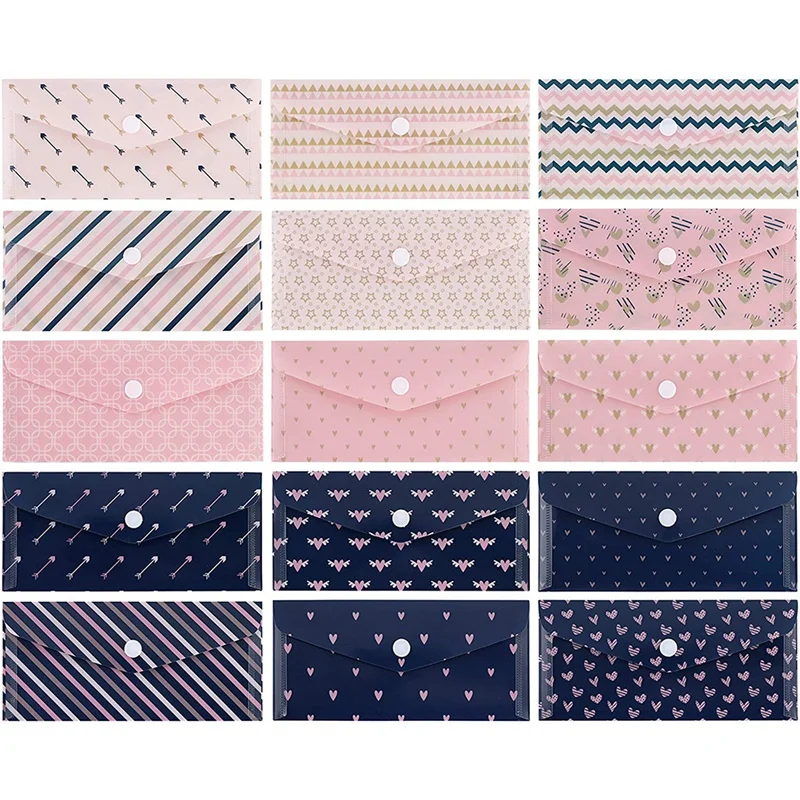 

15 Pack Cash Envelope System for Budget Reusable Plastic Budget Envelope with Budget Sticker Box to Save Money