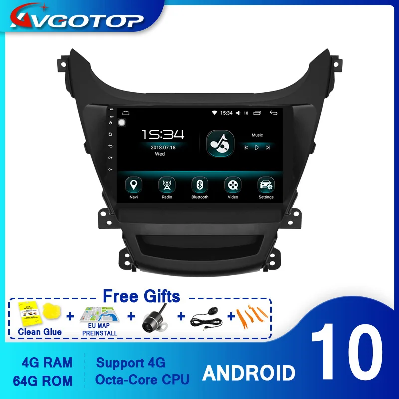 AVGOTOP Android 10 0 Indash автомобильный Dvd плеер для HYUNDAI 2014 2016 Elantra 4 Гб RAM 64 FLASH Большой экран