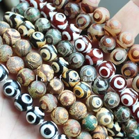 6 8 10 12 14mm 3 eyes red black brown green dzi beads tibet round agate stone spacer beads diy loose beads 15