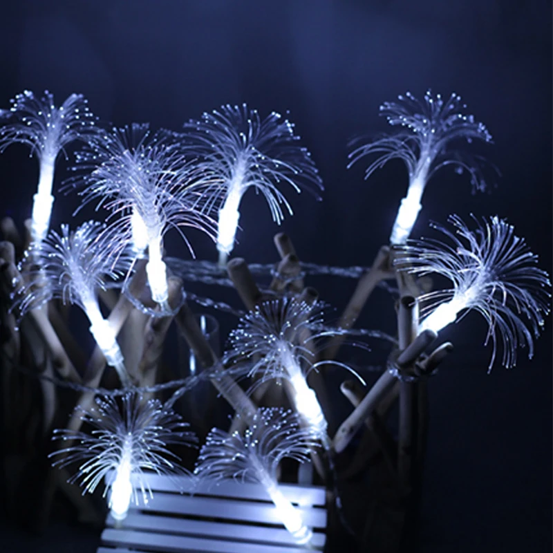 Светодиодные Рождественские огни батарея струнные волоконно оптические цветы