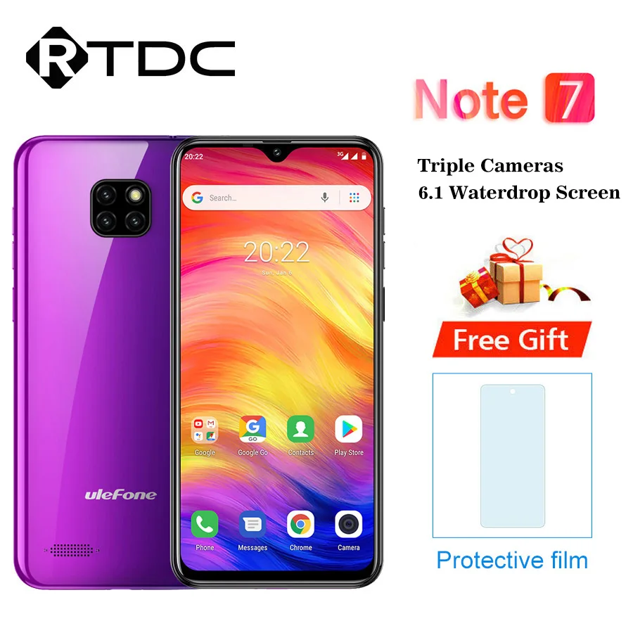 Смартфон Ulefone Note 7 версия ЕС Android 9 0 6 1 дюймов экран капли воды 3500 мАч 19:9