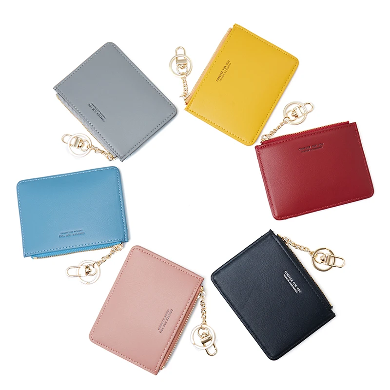 Brand Card Holder Women Soft PU Leather Key Chain Bag Small Card Wallets Female Organzier Mini Credit Card Case Zipper Coin Bags