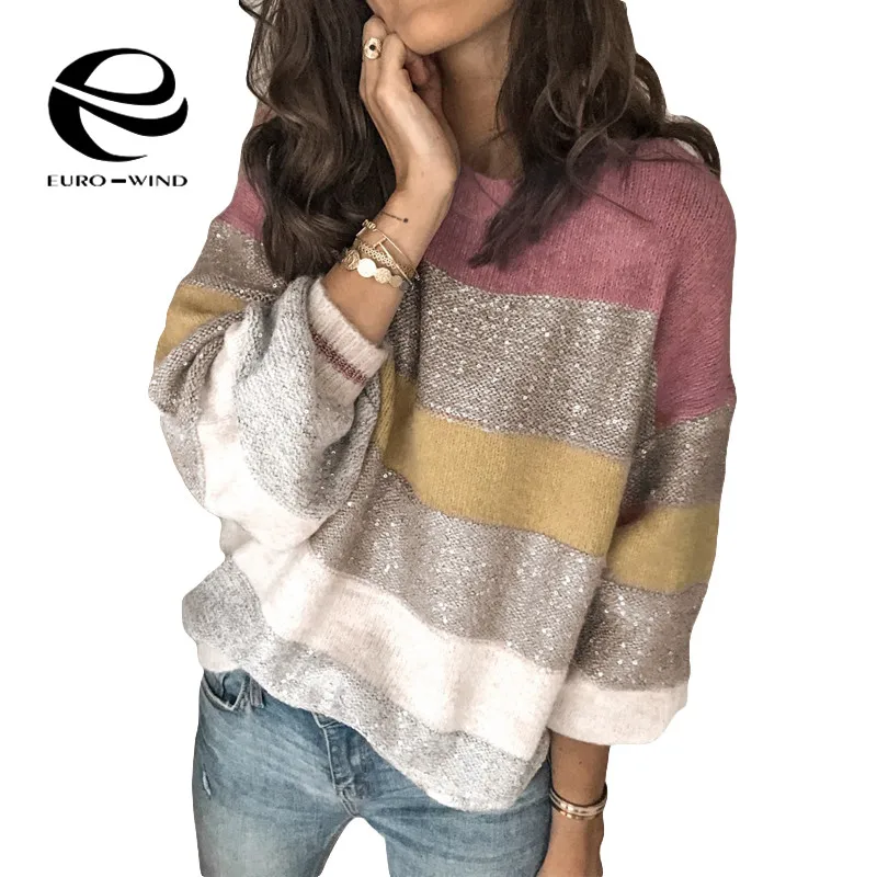 Свободный Повседневный вязаный женский свитер размера плюс осень 2019 Женский