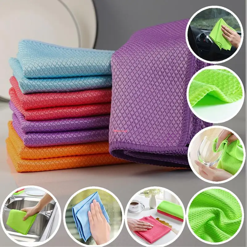 

5pcs/10pcs 25*25cm NanoScale Streak-Free Miracle Cleaning Cloths Reusable Easy Clean Home Kitchen Supplies Cleaning Towels