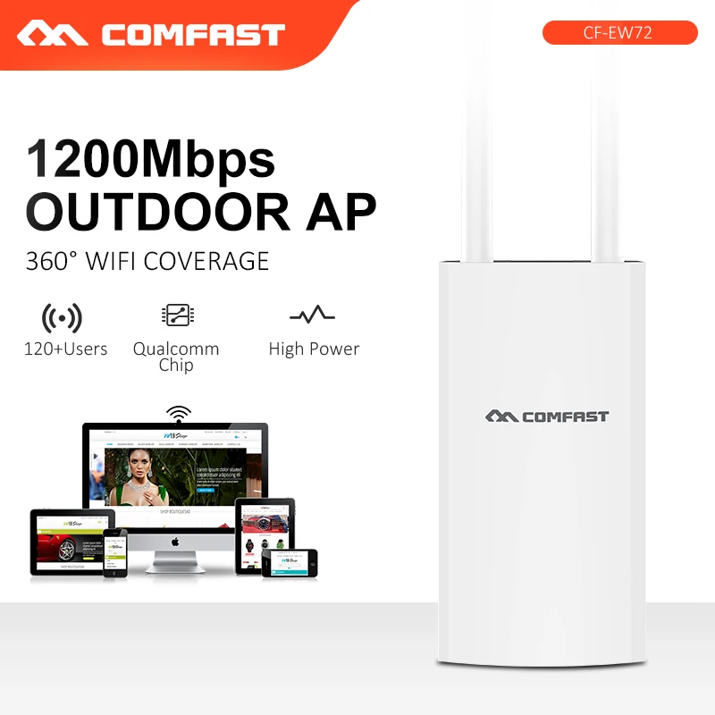 Comfast 5Ghz Dual Band High Power Outdoor AP 1200M 360 degree omnidirectional Coverage AP Access Point Wifi Base Station Router