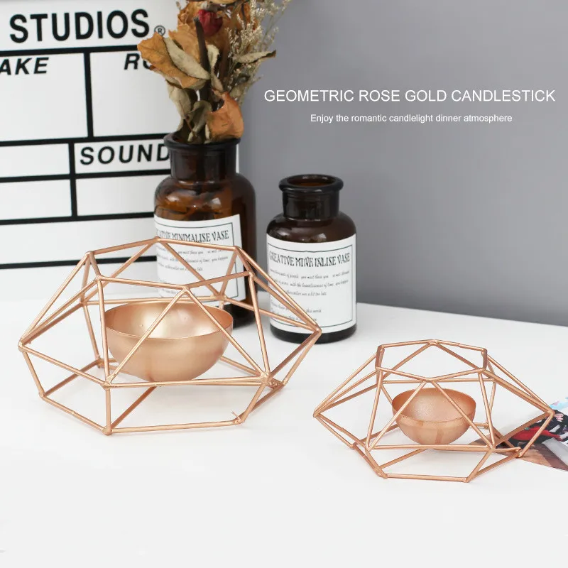Скандинавские подсвечники из розового золота креативные минималистичные