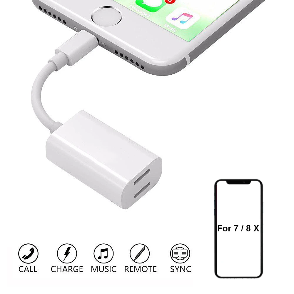Двойной разъем аудио адаптер для наушников Lightning Поддержка iOS 12 зарядка музыки