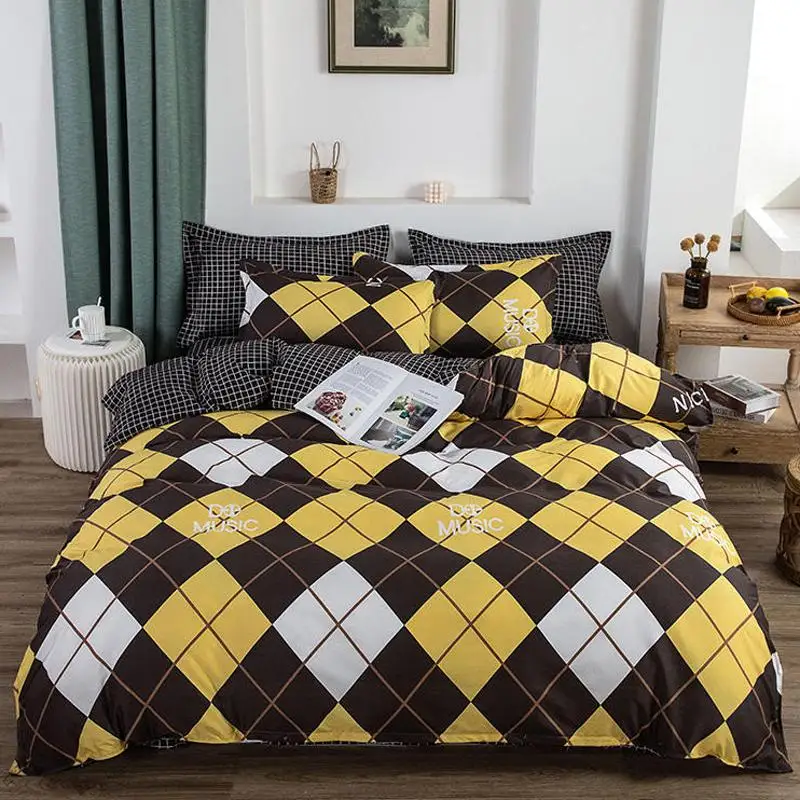 Комплект постельного белья в клетку скандинавском стиле 64 дюйма|Комплекты белья|
