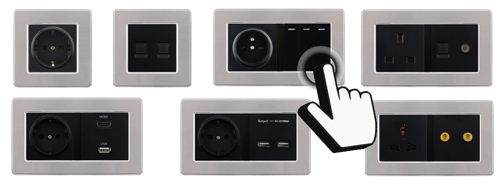 Atlectric компьютерный ТВ-порт Коаксиальная муфта Rj45 Ethernet настенная розетка двойной Rj45 порт розетка из нержавеющей стали панель розетки,socket