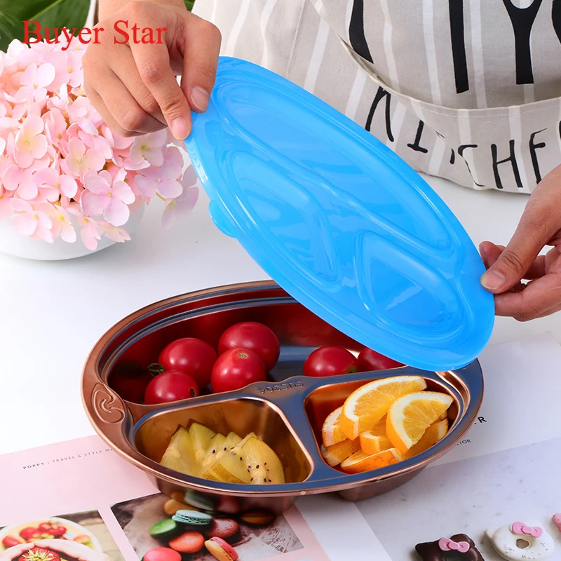 3/4 секция из нержавеющей стали ученический разделенный обеденный лоток