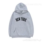 Свитшот женский с капюшоном, хлопковый утепленный пуловер с принтом Нью-Йорка, худи, Осенний Топ