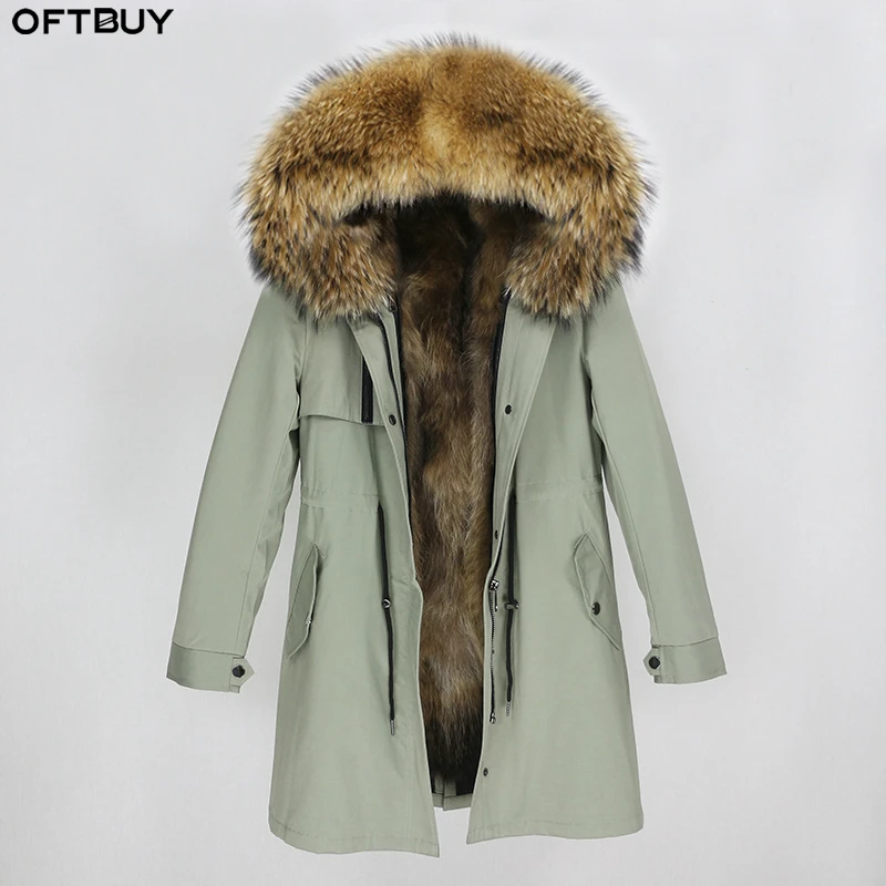 OFTBUY, водонепроницаемая парка, пальто из натурального меха, зимняя куртка для женщин, натуральный мех енота, меховой воротник, Лисий мех, подкладка, теплая Толстая Уличная верхняя одежда