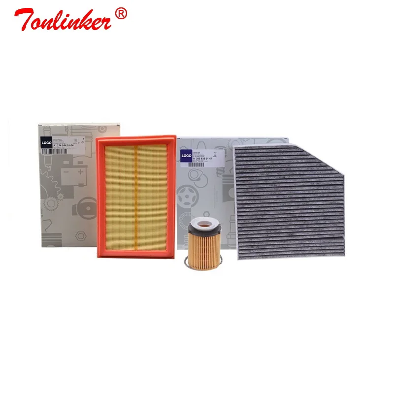 3 Pcs Filter Set Воздушный фильтр+ салонный фильтр+ Масляный фильтр 3 шт. для Mercedes Benz C-CLASS W205 A205 C205 S205 2013- C160 C180 C200 C250 C300 C350E - Цвет: 3 Pcs Filter Set