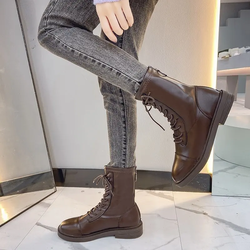 NEW Winter Boots Black Brown Short Plush Boots Female Women Shoes Round Toe Brand Women's Boots Ankle Boots 2020 Women Shoes