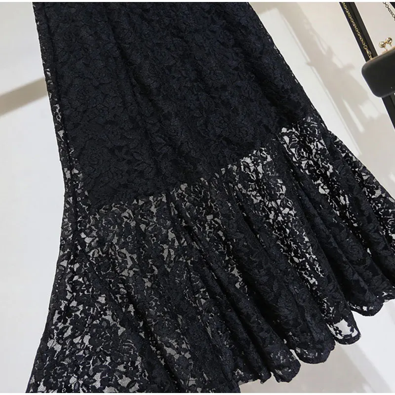 Весенняя элегантная облегающая кружевная Лоскутная сетчатая юбка русалки