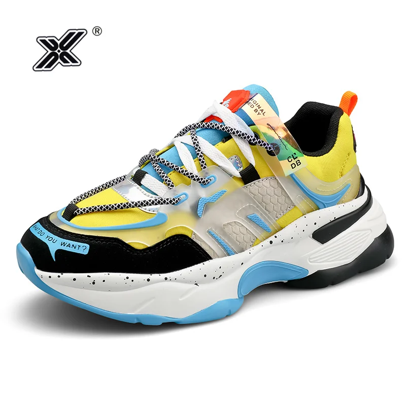 Мужские кроссовки на массивной подошве синие платформе повседневная обувь для