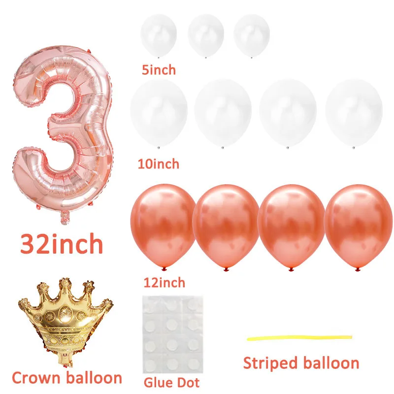 

15pcs Foil Number 3 Column Balloons I Am Three 3 Years Happy Birthday Baby Boy Girl 3rd Party Decorations Latex Ballon Supplies
