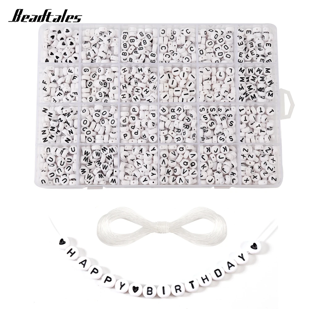 Бусины из акрила Beadtales буквы алфавита 7 мм для самостоятельного изготовления